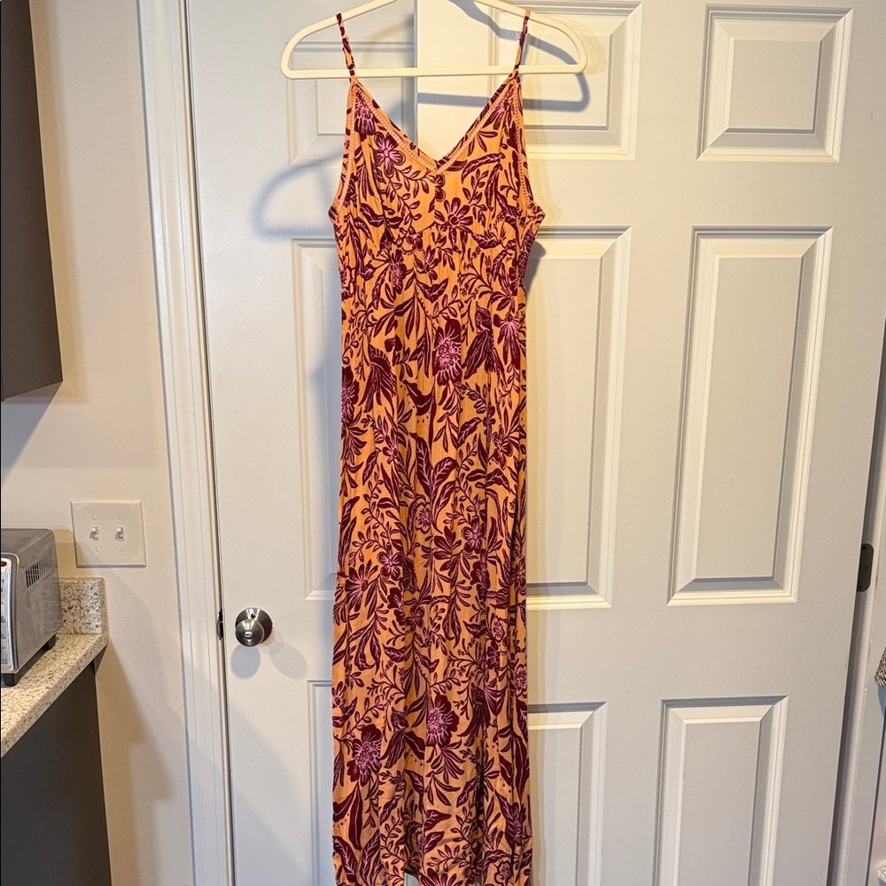 Patrons of Peace Orange and Purple Floral Maxi Dress